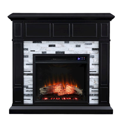 Drovling Marble Touch Screen Electric Fireplace in Black Color