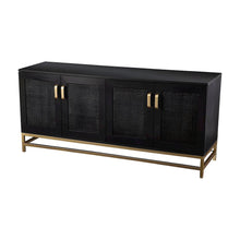 Ash Veneer and Rattan TV Stand with Contemporary 4-Door Cabinet Storage
