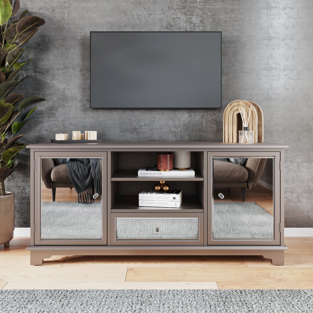 Mirage Mirrored TV Stand - Silver