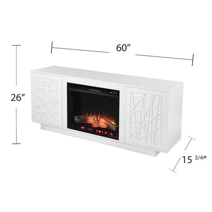 Delgrave Touch Screen Electric Media Fireplace Storage in White Color