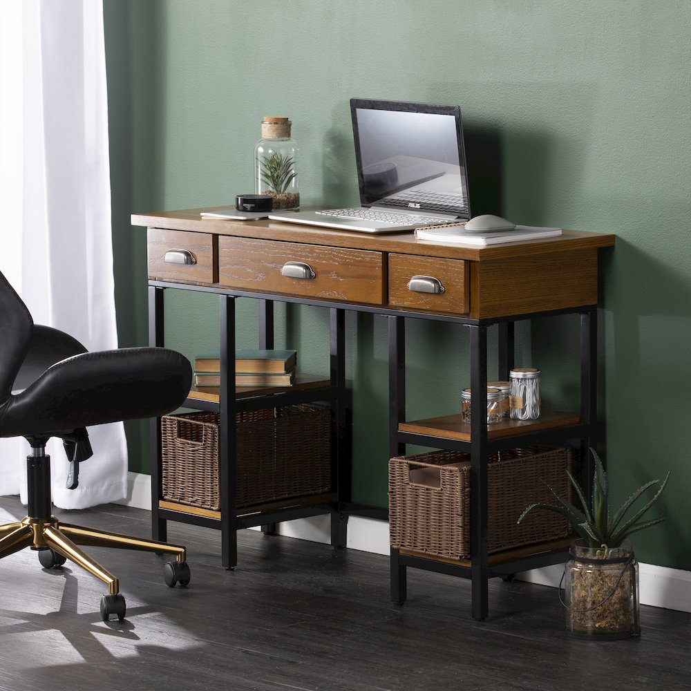 Mirada Desk with Drawers in Brown Color