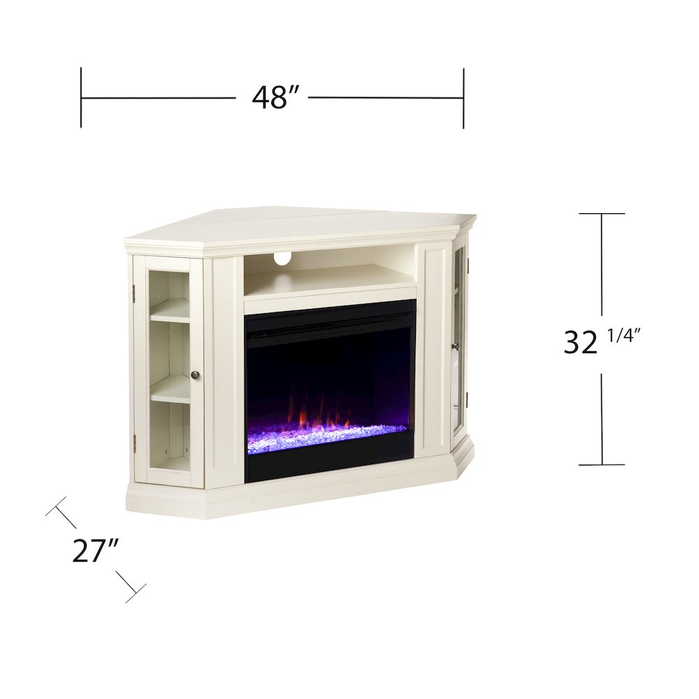 Claremont Color Changing Convertible Fireplace in White Color