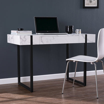 Rangley Modern Faux Marble Desk in White Color