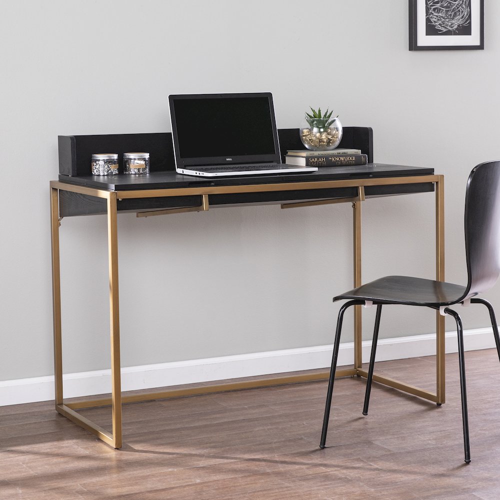 Caldlin Flip-Top Desk Storage in Black Color