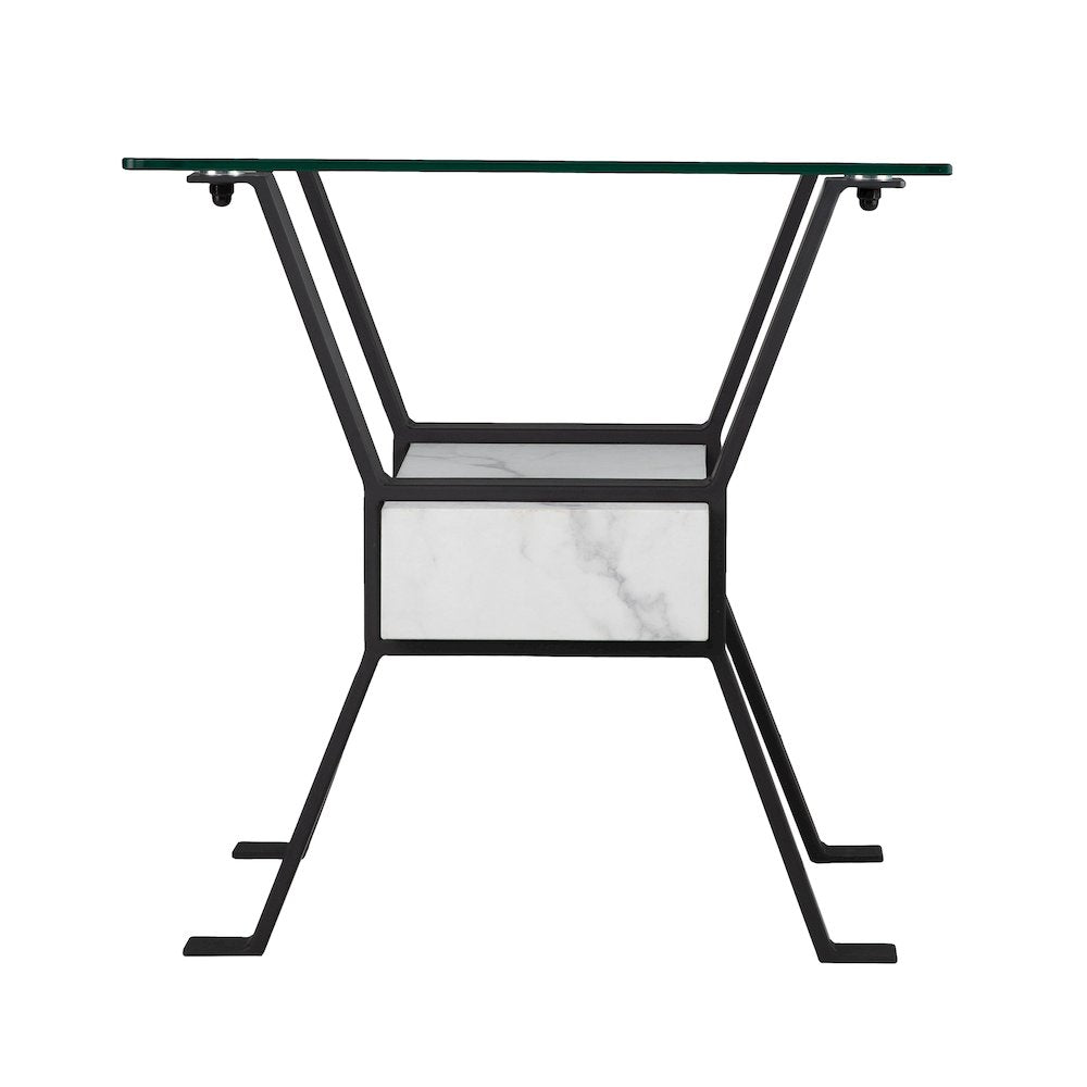 Darvette Glass-Top End Table in Black Color