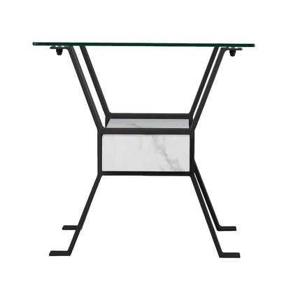 Darvette Glass-Top End Table in Black Color