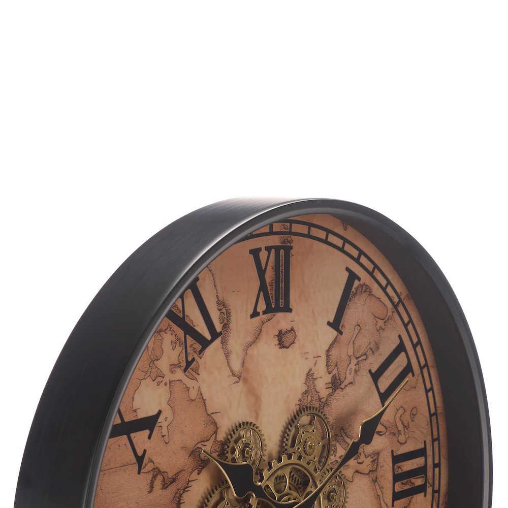 Edson World Map Gear Clock/Beige