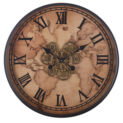 Edson World Map Gear Clock/Beige