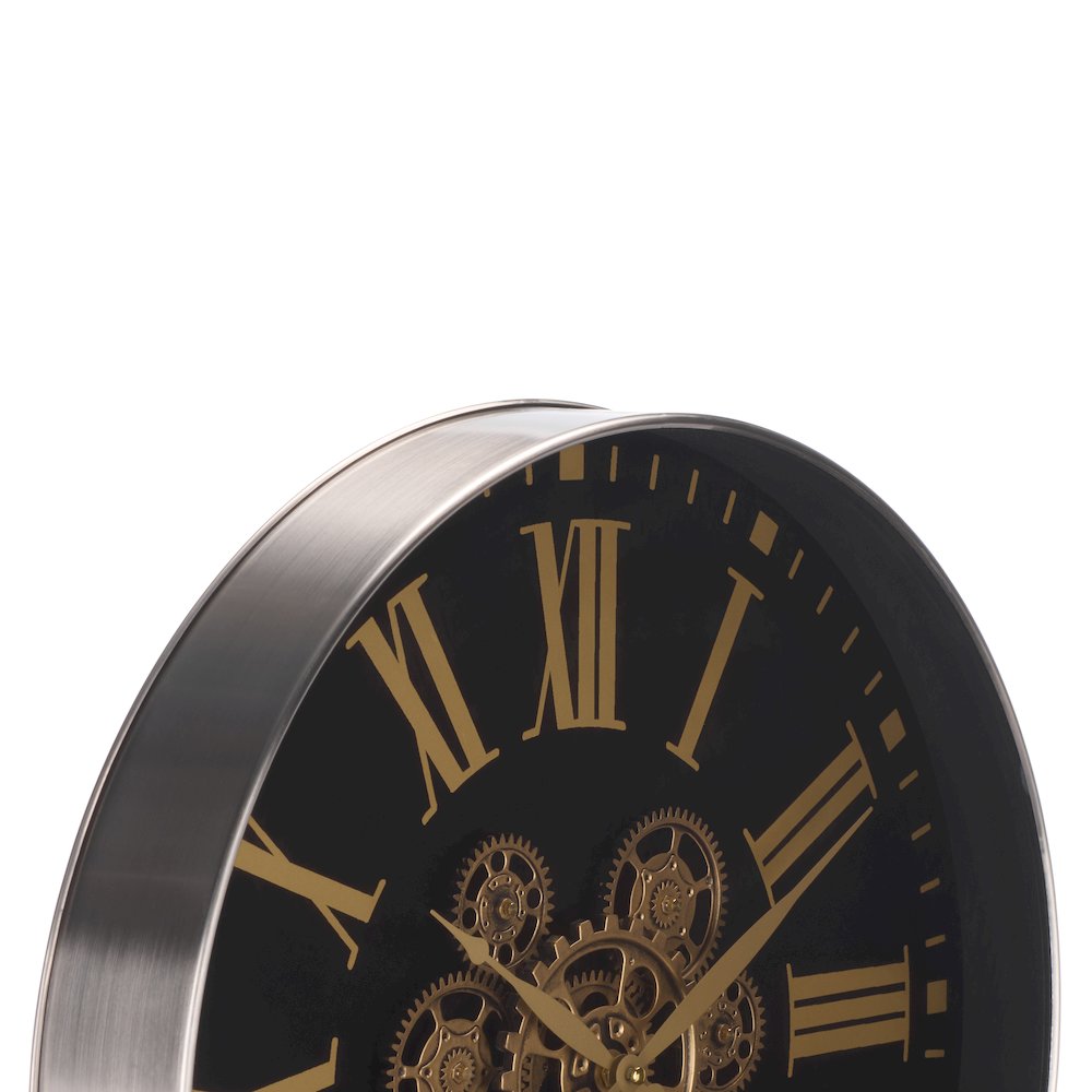 Thatcher Roman Gear Clock/Black/Gold