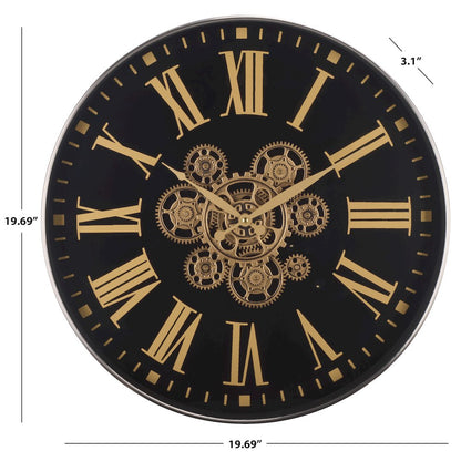 Thatcher Roman Gear Clock/Black/Gold