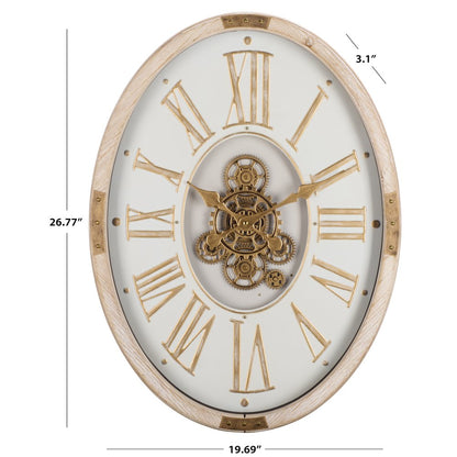 Whitcomb Roman Gear Wall Clock/Cream/Gold