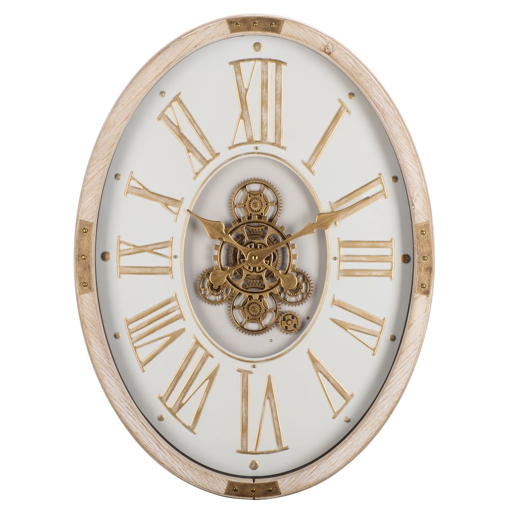 Whitcomb Roman Gear Wall Clock/Cream/Gold