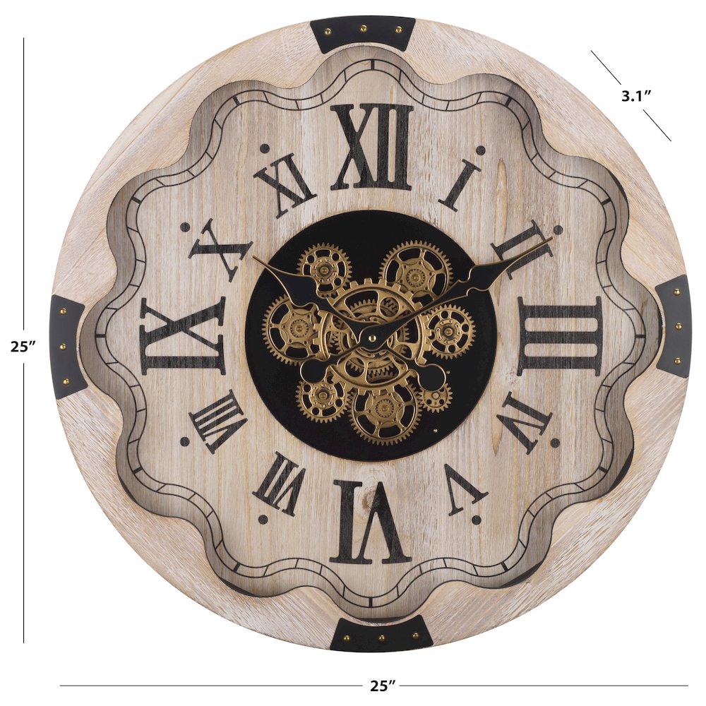 Winifred Roman Gear Wall Clock/Cream