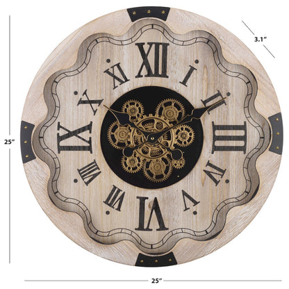Winifred Roman Gear Wall Clock/Cream