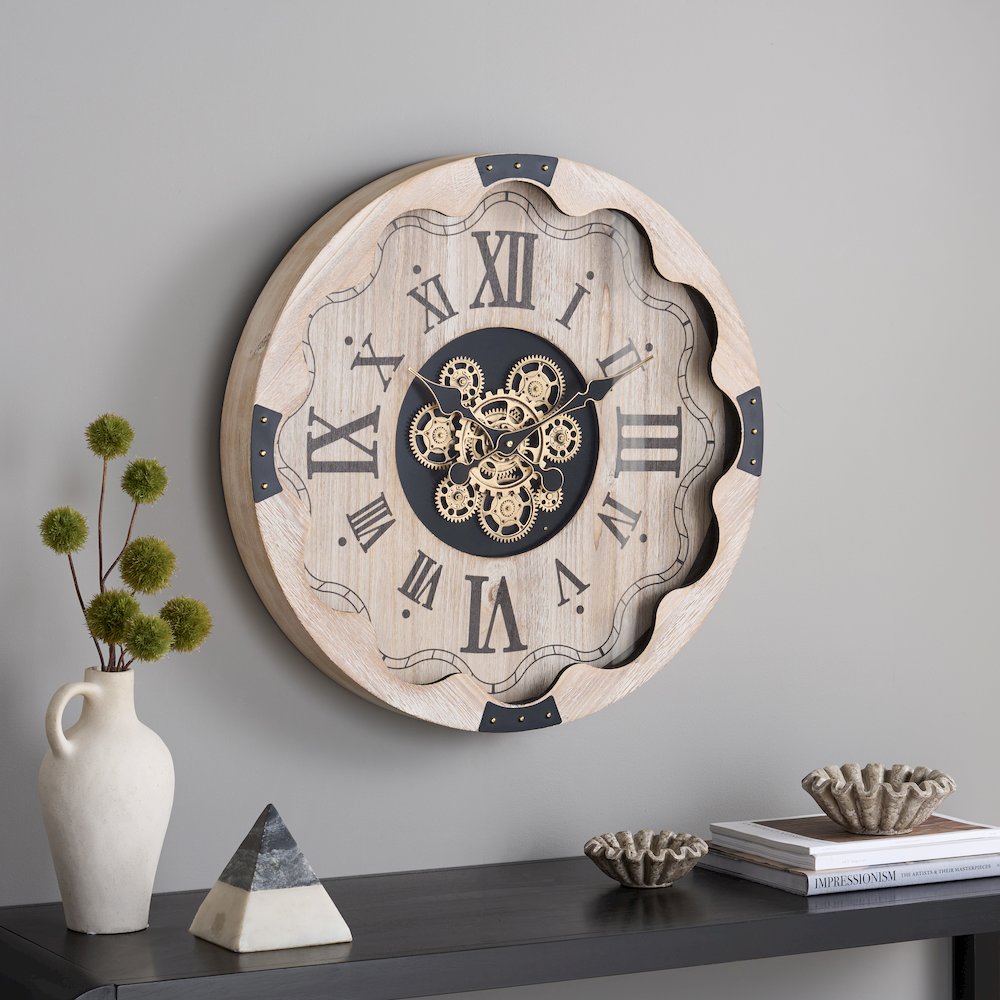 Winifred Roman Gear Wall Clock/Cream