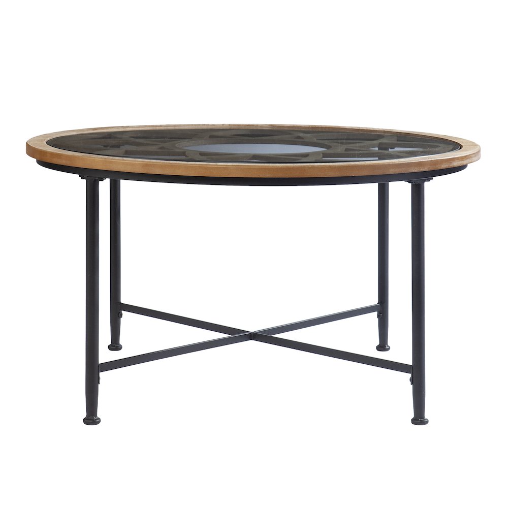 Melvoir Glass-Top Cocktail Table in Black Color