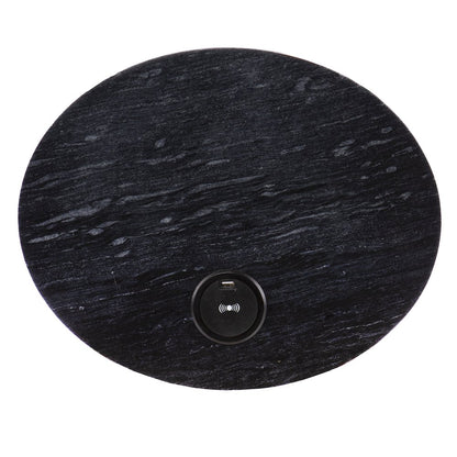 Clarvin Side Table Wireless Charging Station in Black Color