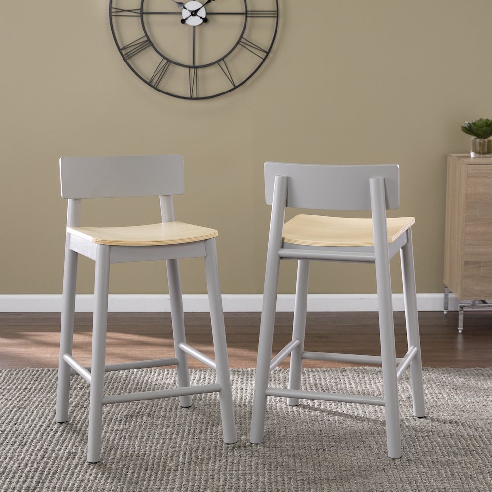 Claxby Two-Tone Counter Stools – 2PC Set in Grey Color