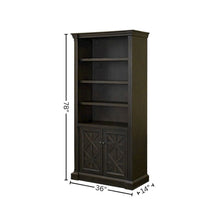 Wood Bookcase With Doors, Fully Assembled, 3 Adjustable Shelves, Brown Finish