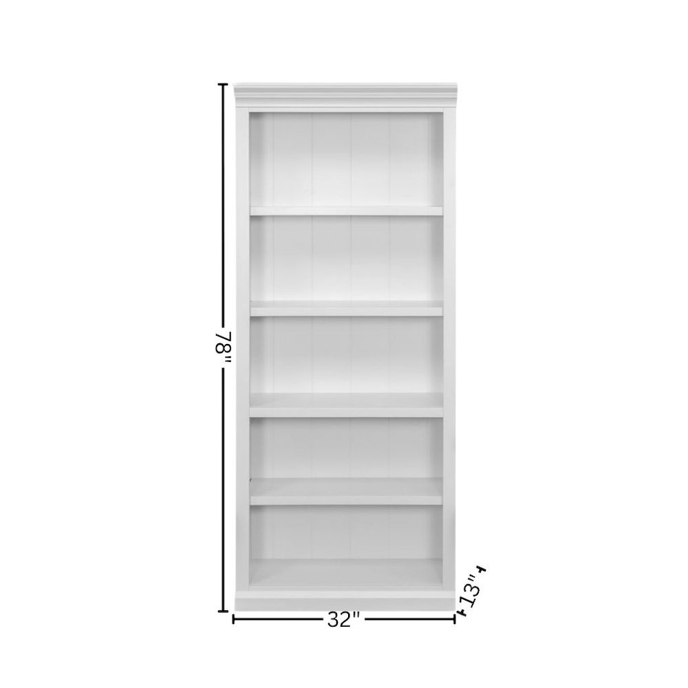 Wood Open Bookcase, 3 Adjustable Shelves, Fixed Shelf, White