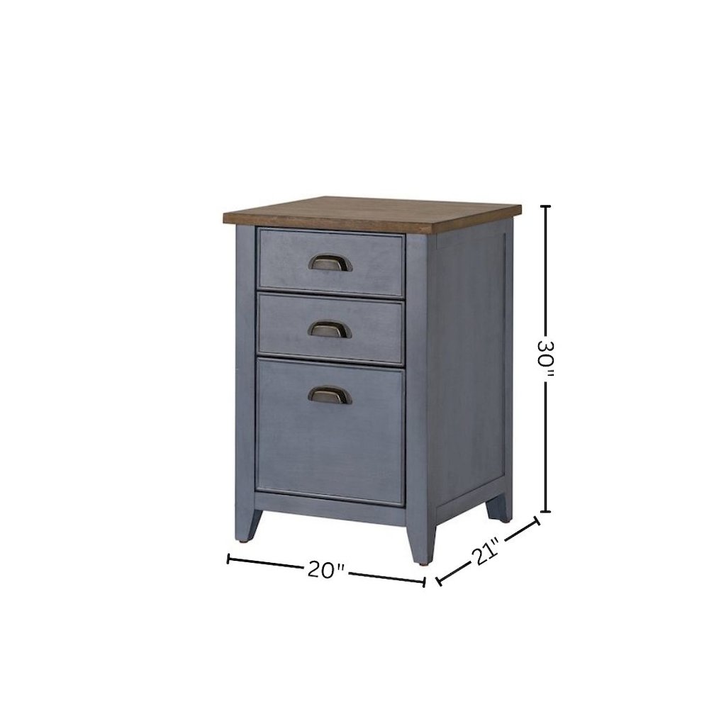 Three Drawer Wood File Cabinet, 1 Letter-Size File, 2 Utility, Blue