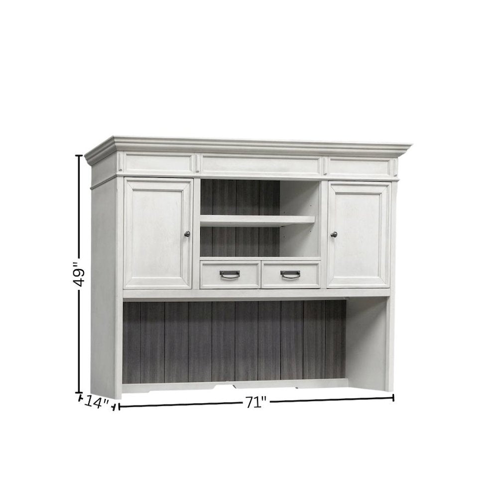 Wood Hutch with Wire Mesh Doors, 2 Utility Drawers, 1 Shelf, White Finish