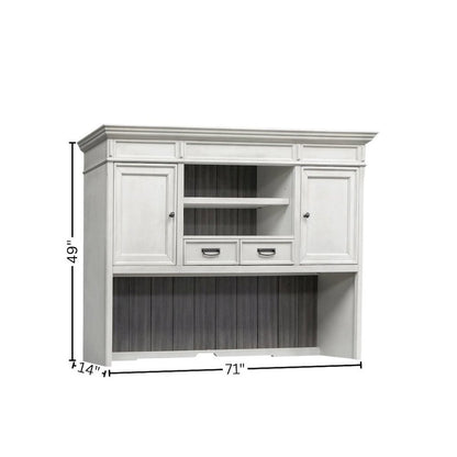 Wood Hutch with Wire Mesh Doors, 2 Utility Drawers, 1 Shelf, White Finish