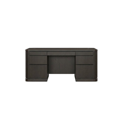 Tulane Double Pedestal Executive Desk, 5 Drawers, Wire Management, Brown