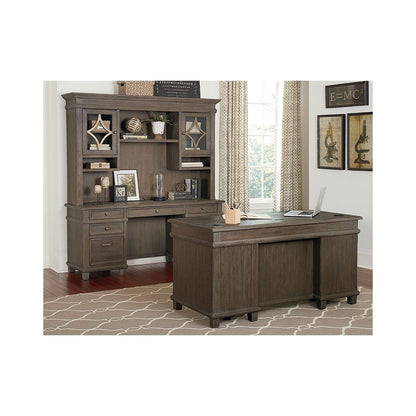 Carson Wood Hutch With Wood Doors, Gray