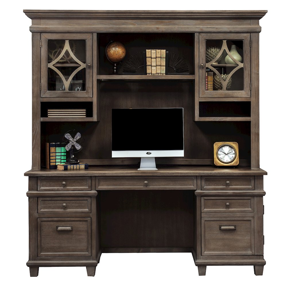 Carson Wood Hutch With Wood Doors, Gray