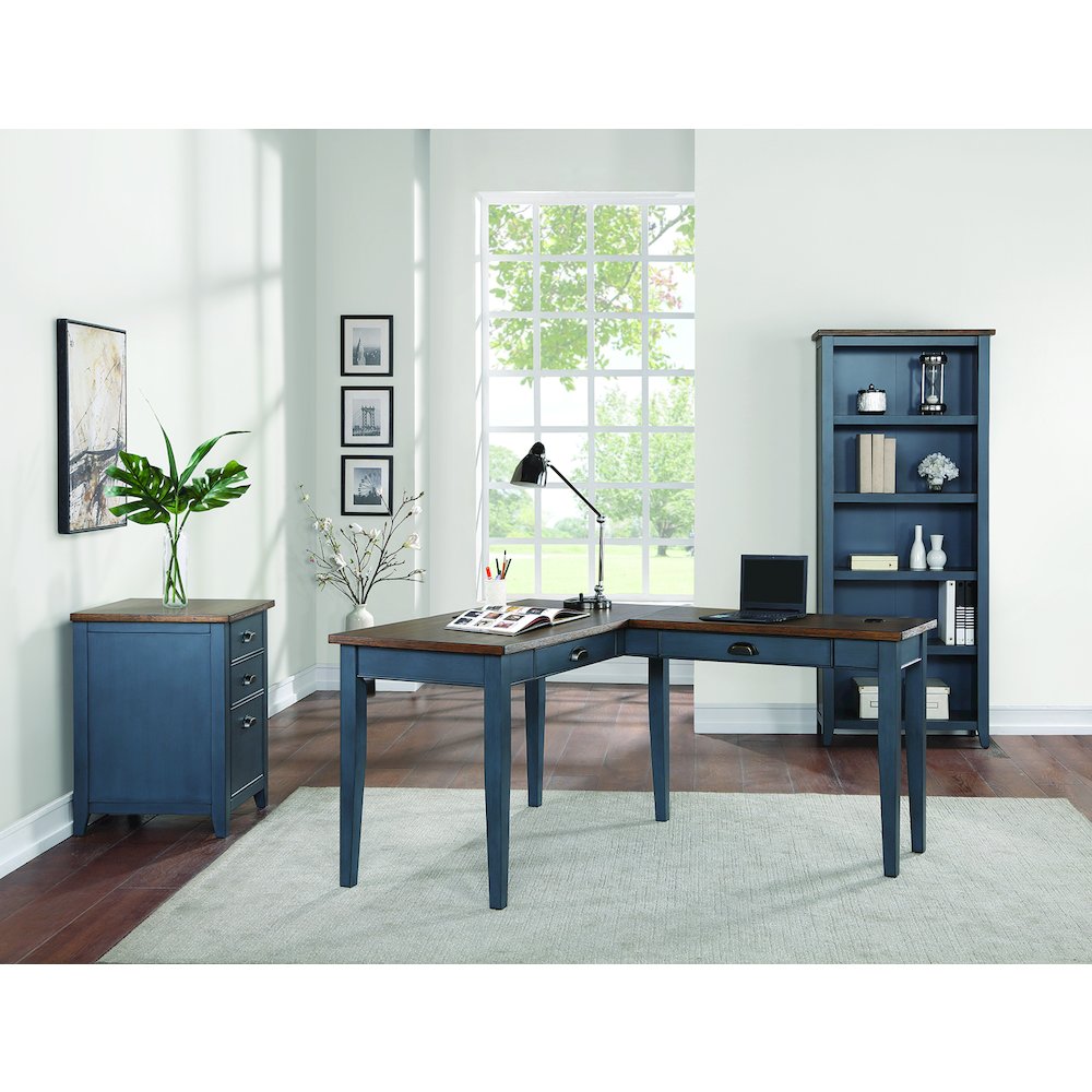 Fairmont Farmhouse Three Drawer Wood File Cabinet, Blue