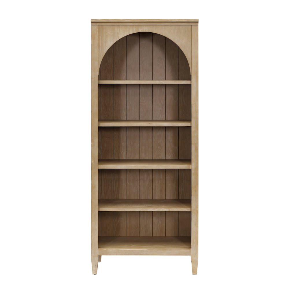 Laurel Modern Wood Open Bookcase Wall, Light Brown