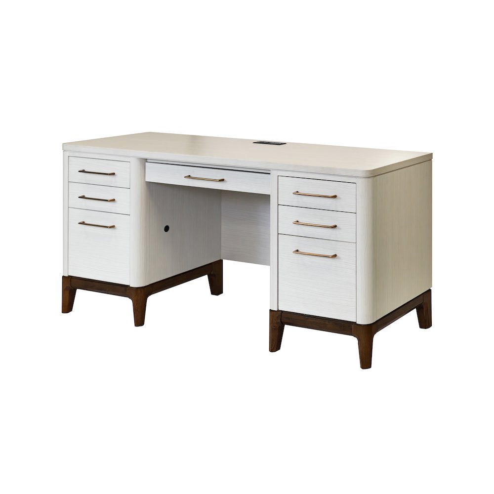 Contemporary Laminate Wood Office Desk & Hutch, Writing Table