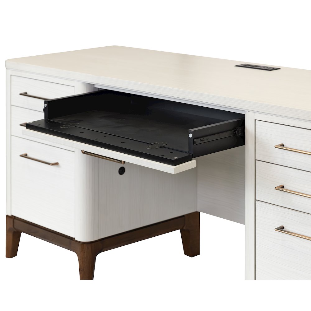 Contemporary Laminate Wood Office Desk & Hutch, Writing Table