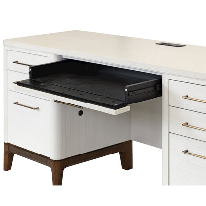 Contemporary Laminate Wood Office Desk & Hutch, Writing Table