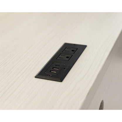 Contemporary Laminate Wood Office Desk & Hutch, Writing Table
