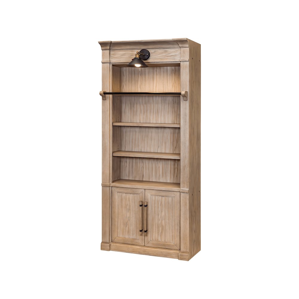 Two 8' Tall Bookcase Wall With Ladder, Storage Organizer, Display Shelf, Brown
