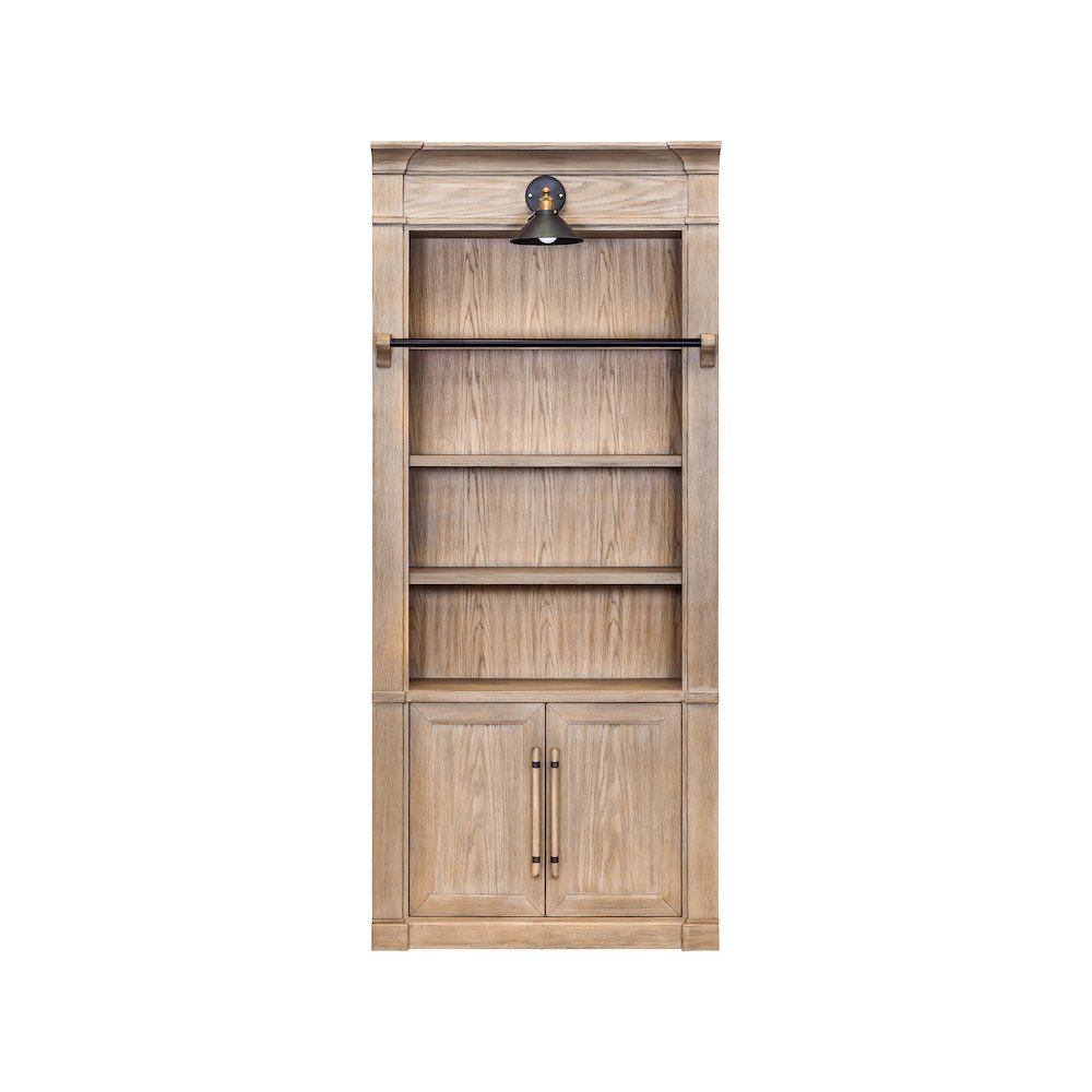 Two 8' Tall Bookcase Wall With Ladder, Storage Organizer, Display Shelf, Brown