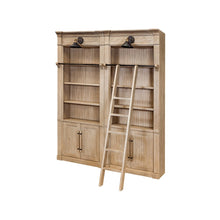 Two 8' Tall Bookcase Wall With Ladder, Storage Organizer, Display Shelf, Brown