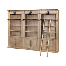 Three 8' Tall Bookcase Wall With Ladder, Storage Organizer, Display Shelf, Brown