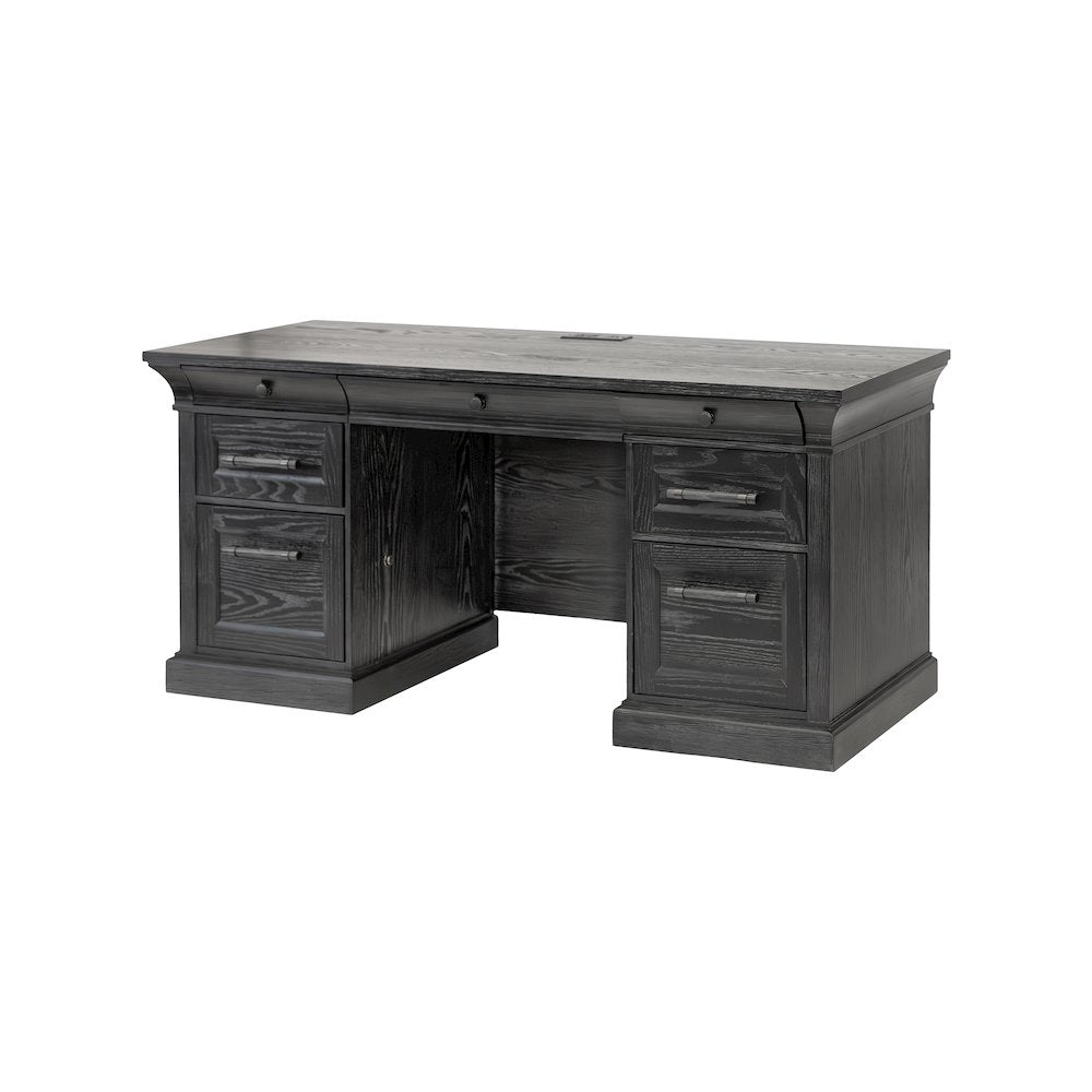 Traditional Wood Executive Desk, Office Storage Hutch with Doors