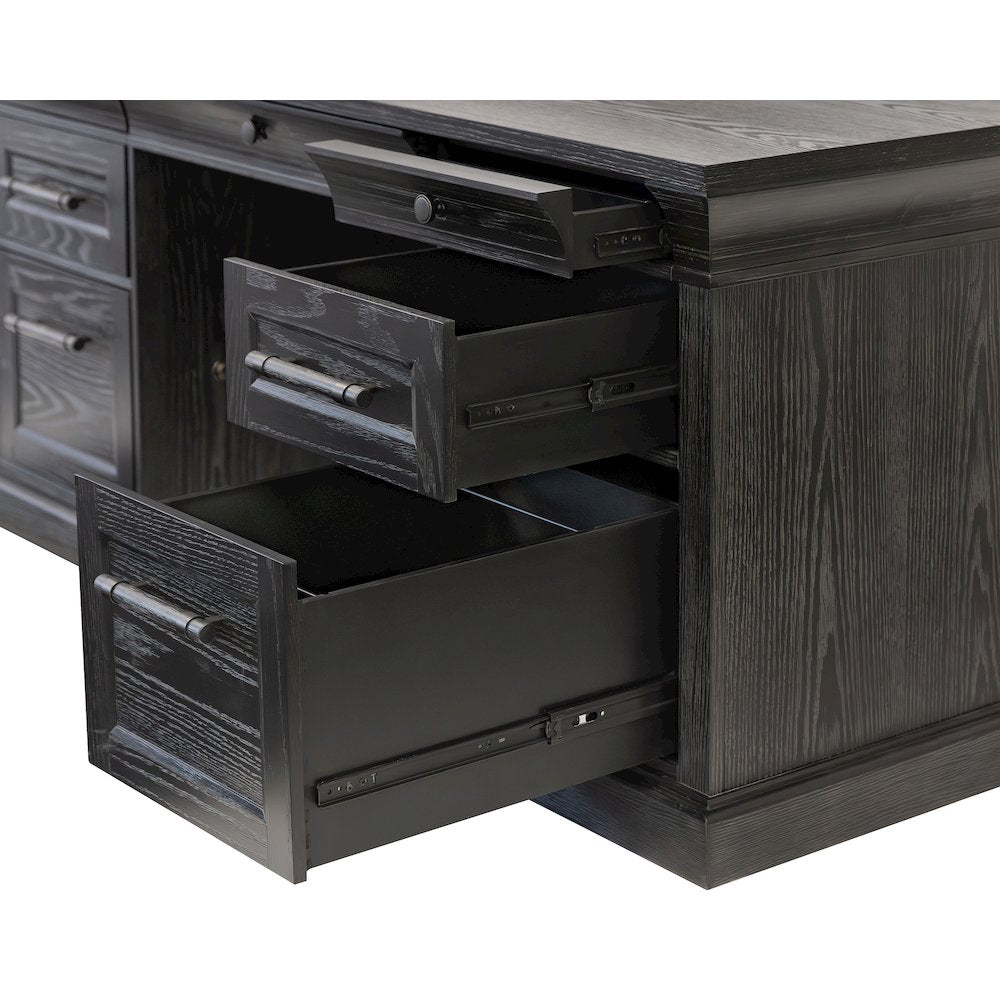Traditional Wood Executive Desk, Office Storage Hutch with Doors
