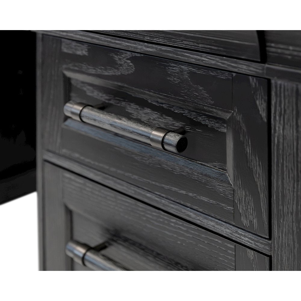 Traditional Wood Executive Desk, Office Storage Hutch with Doors