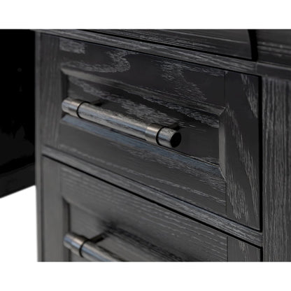 Traditional Wood Executive Desk, Office Storage Hutch with Doors