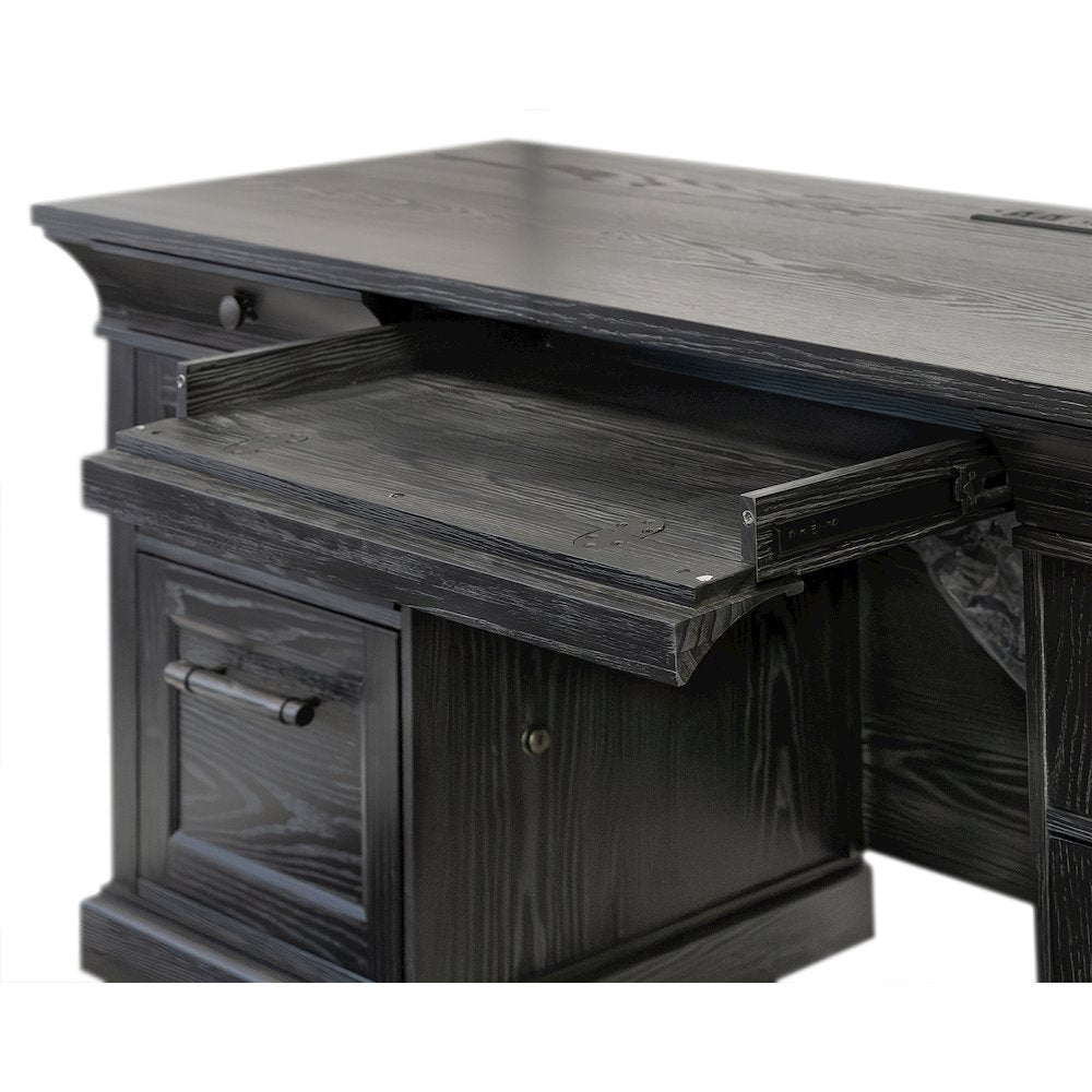 Traditional Wood Executive Desk, Office Storage Hutch with Doors