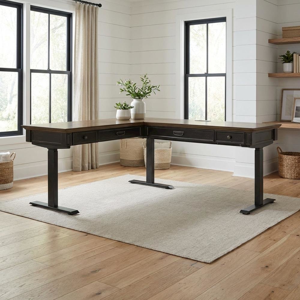 Adjustable Electric Sit/Stand Office Desk, L-Shape, Return For Modern Workspaces