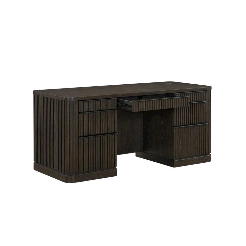 Contemporary Credenza in Warm Finish with Ample Storage
