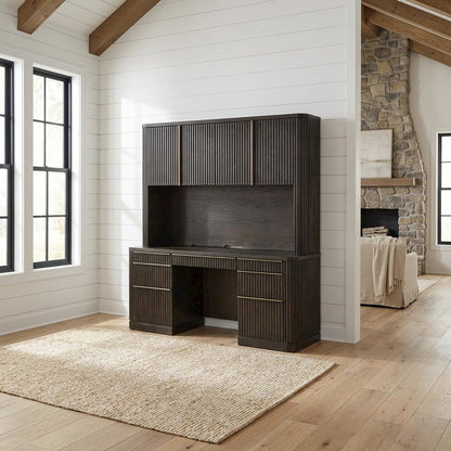 Contemporary Modern Credenza in Neutral Finish with Ample Storage