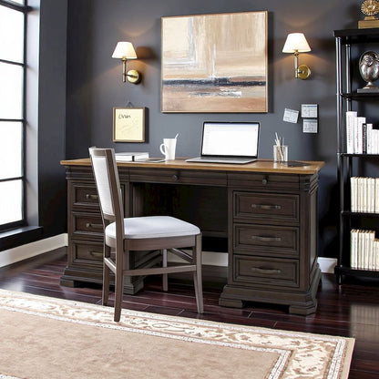 Brown Executive Desk With Drawers – Wooden Office Desk With File Storage