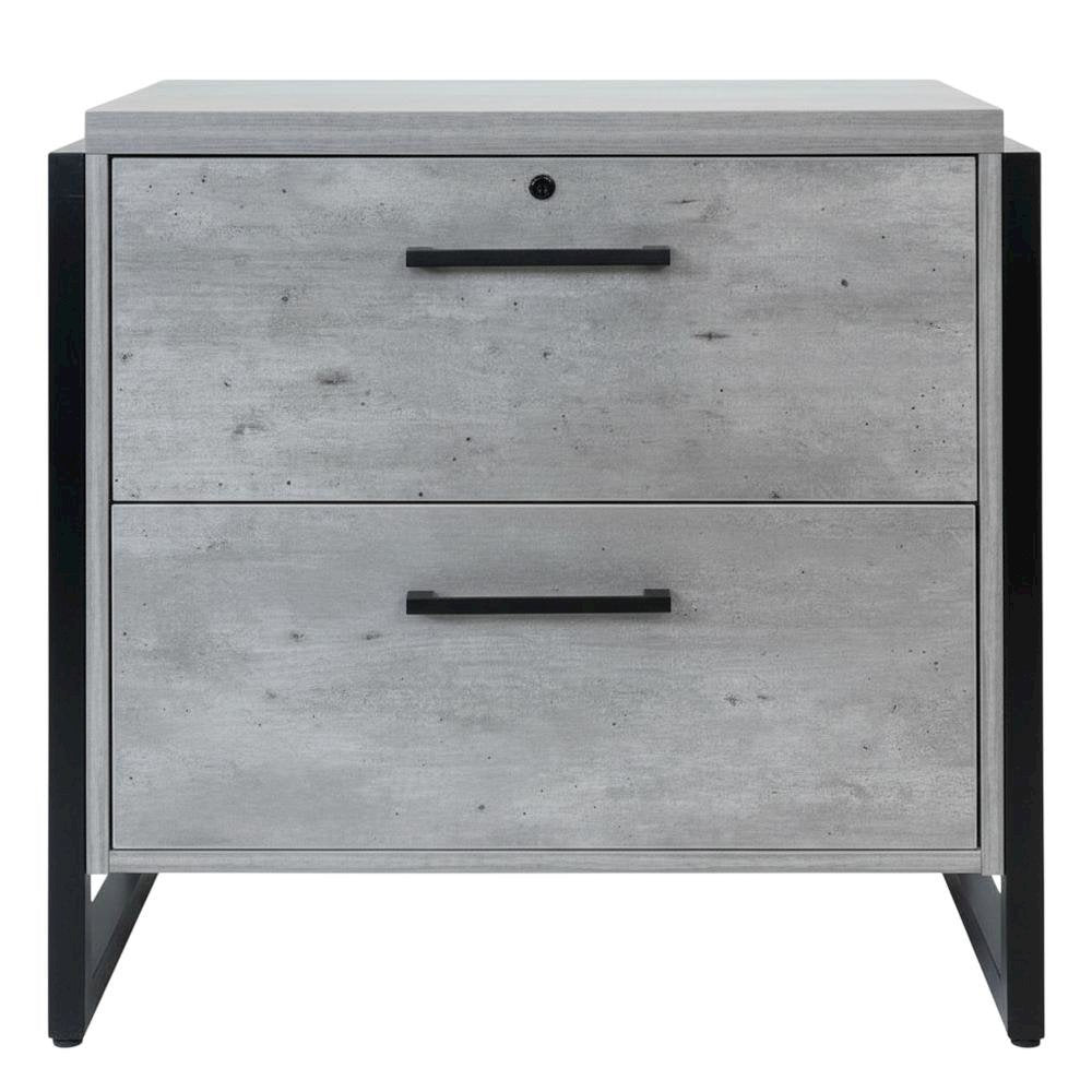 Lateral File Cabinet, Laminate, Two Drawers, Locking, Gray